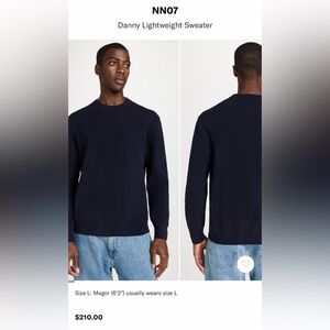 NN07 No Nationality Danny Lightweight Sweater, Navy